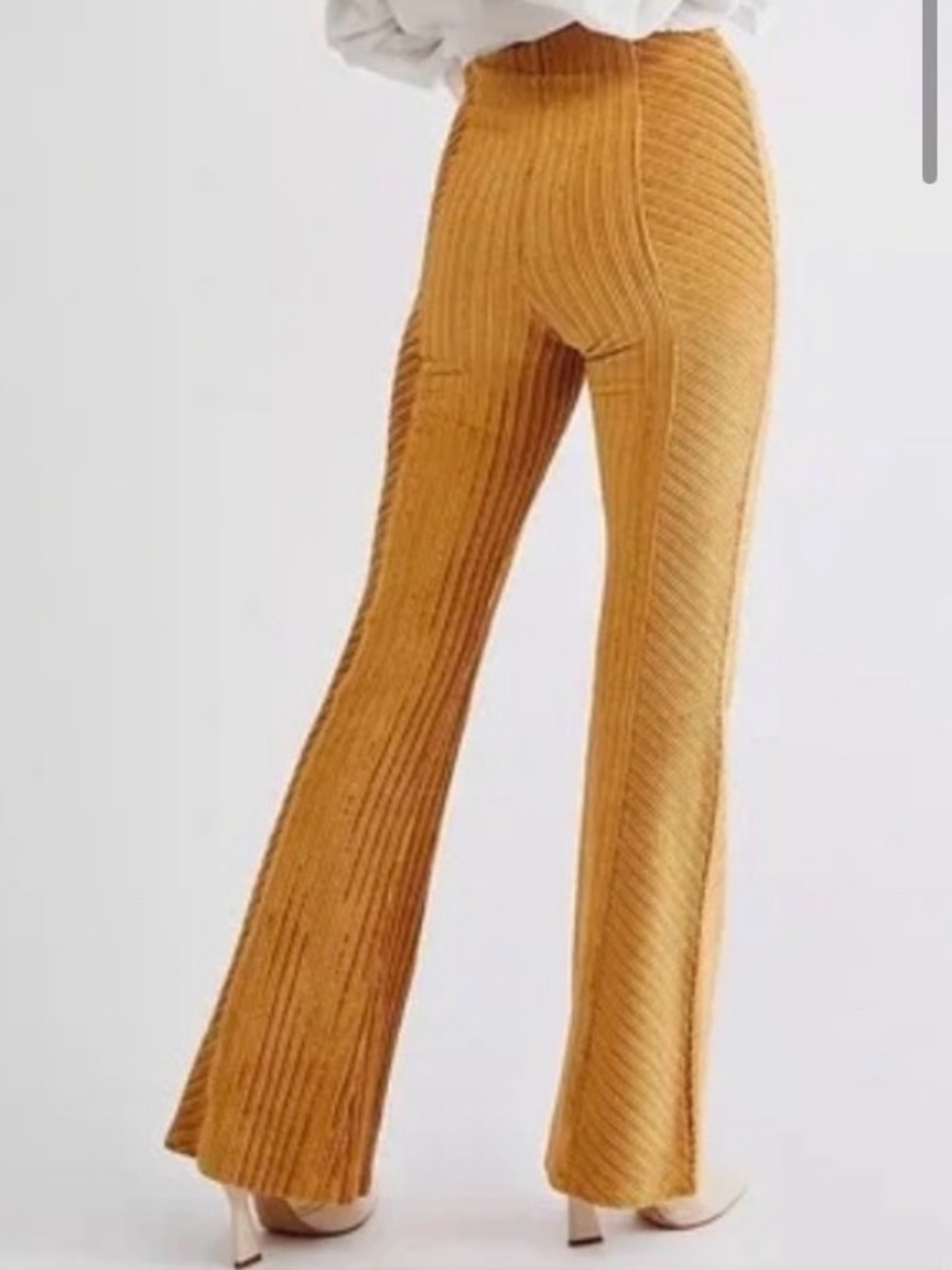 Free People Golden, Wide Leg Velvet Leggings Size Large - Picture 6 of 6